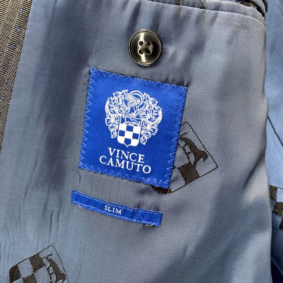 Vince Camuto Jacket Adult 48L Gray Striped Wool Slim Fit Blazer Coat Formal Mens - Picture 5 of 13